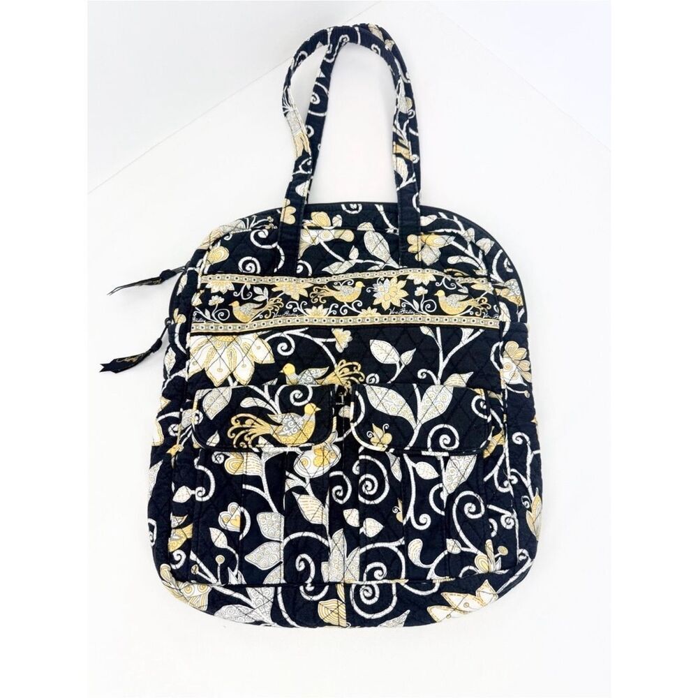 Vera Bradley Yellow Bird Retired Pattern Tall Zip Double Handle Travel Tote
